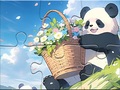                                                                       Jigsaw Puzzle: Basket Flower Panda ﻞﯿﮭﮐ